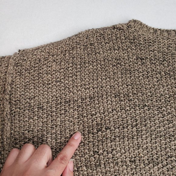 GAP Womens 90s Chunky Knit Crew Neck Sweater Linen Size Medium Oatmeal Neutral - Picture 7 of 16